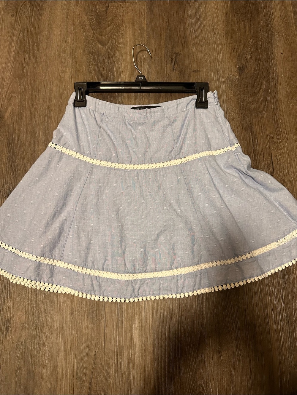 White House Black Market Pale Blue Circle Skirt with Crochet Bands